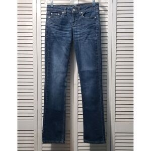 Request Low Rise Jeans Womens/Juniors Size 7/28 Blue Straight‎ Leg Stretch Denim